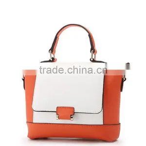 Fake Leather Contrast Color Ladies Hand Bag thumbnail-4