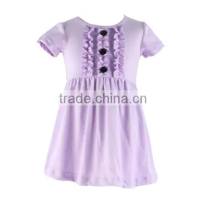 Summer New Design Pure Color Skirt Wholesale Children's Boutique Clothing Cotton Baby Girls Dress thumbnail-2