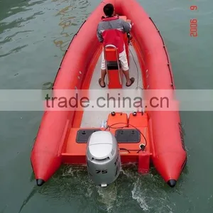 Glass Fiber Rib Inflatable Rubber Motor Boat With Outboard Engine thumbnail-1