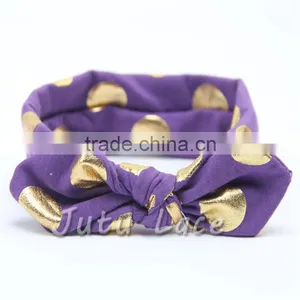 Flashing Gold Polka-dots Bow Headband- Hair Bow Headwrap-stretchy Knotted Headwraps thumbnail-5