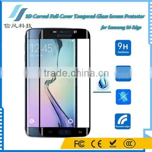 3D Curved Full Cover Tempered Glass for Samsung S6 Edge Screen Protector Black thumbnail-1