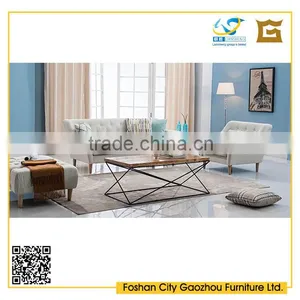 Modern Nordic Style Wooden Legs Sofa Furniture Button Tufted Fabric Upholstered Sofa Set thumbnail-1