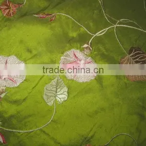 GREEN AND FLOWER SILK EMBRODARY SILK FABRIC TEXTILE thumbnail-1