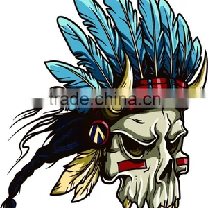 Long Lasting One Week Fashion Full Colors Skull Tribal Indiana Designs Tattoos thumbnail-3