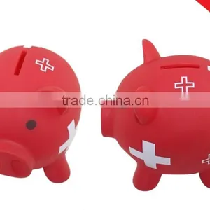 Red Piggy Bank Plastic Coin Bank for Promotion thumbnail-1