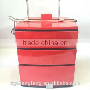 Vintage Insulated Melamine Stainless Steel Tiffin Bento Box Tiered Stacked Lunch Box Container thumbnail-4