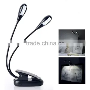 Gooseneck 4 LED Flexible Eye Care Dimmable Clip LED Book Light Dual Head Rechargeable Emergency Light thumbnail-1