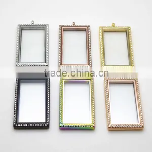 Rectangular Glass Lockets Made of 316L Stainless Steel Wholesale thumbnail-2
