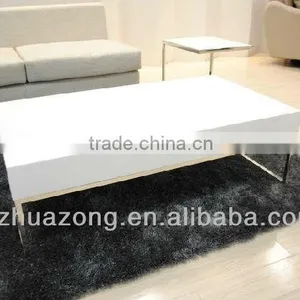 Modern White High Gloss MDF Coffee Table With Chromed Steel thumbnail-1