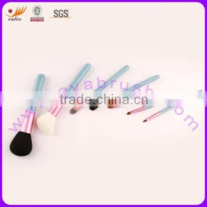 7pcs Blue and Pink Wood Handle Mini/Gift Cosmetic Brush Set thumbnail-1