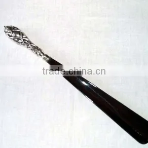 Small Handle Shoe Horn Brass Silver Plated thumbnail-1