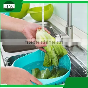 Multipurpose Plastic Manual Fruit Vegetable Rice Sifter Wash Washing Basin Strainer Sieve Bowl Basket thumbnail-2