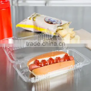 Duralock Clear Hinged Plastic Small Oblong Container, Clamshell Clear Take Out Food Box For Hotdog thumbnail-1