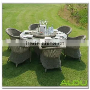 Audu Gold Coast Garden Outdoor Rattan Dining Set With Lazy Susan thumbnail-1