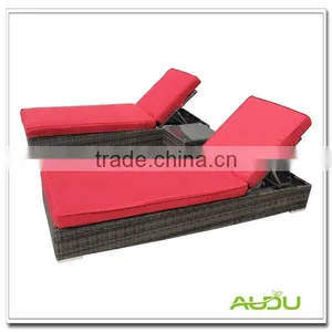 Audu Double Rattan Wicker Aluminum Beach Sun Lounger Bed thumbnail-1