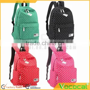 Cute Polka Dot Women Canvas Backpack Satchel Rucksack Schoolbag Leisure Travel Shoulder Bag thumbnail-1