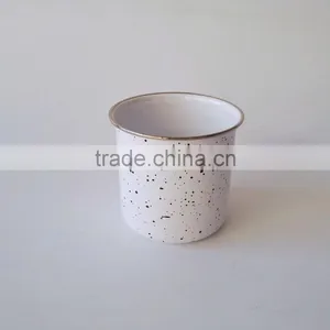 500ml Carbon Steel With Black Dots Coated White Enamel Cup Marble Metal Coffee Mug thumbnail-4