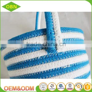 Personalized Cotton Cord Coiled Stylish Empty Easter Egg Storage Basket With Handle thumbnail-5