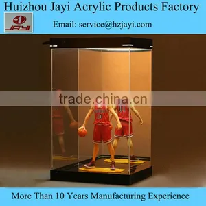 Doll Figurine Acrylic Collectible Display Case 7 1/4" x 11 3/4" x 7" Tall Inside Dimensions With Solid Black or All Clear Base thumbnail-1