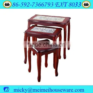 3pcs Oak Wood Coffee Table Set thumbnail-1