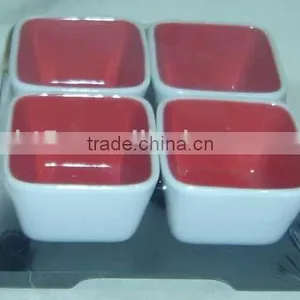 4pcs Color Glazed Square Ceramic Tapas Serving Bowl Set,snack Tray thumbnail-1