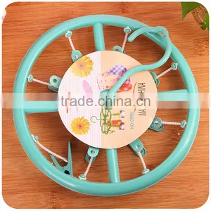 C186 Drying Clothes Plastic Hanger With Clips Round Shape thumbnail-2