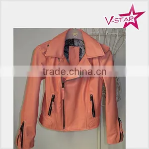 Fashion Style Lady's Pu Jacket Wholesale OEM Leather Jacket 2016 thumbnail-1