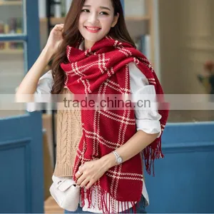 Top Sales Black and Red Plaid Scarf Plaid Pashmina Shawl Scarf thumbnail-2