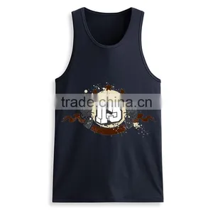 Custom Printed Design Bulk Mens Fitness 95% Cotton 5% Spandex Tank Top thumbnail-3