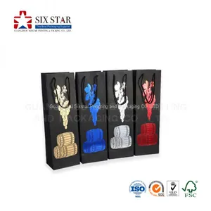 China Factory Customized Printed Black Wine Packaging Bags With Hot Foil thumbnail-1