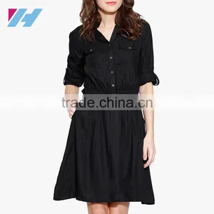 Latest Korean Fashion Wholesale Ladies Clothing Long Sleeve Office Skater Dresses thumbnail-2