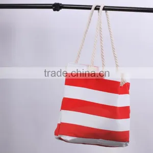 New Arrival Personalized Monogrammed Striped Fashionable Canvas Beach Tote Bag thumbnail-4