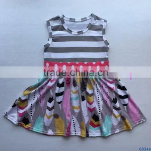 2017 Fashion Summer Cotton Baby Girls Party Dress Wholesale Sleeveless Ruffle Clothes for Kids thumbnail-3