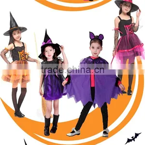 Long Sleeve Black and Orange Color Robe Witch Costume for Kids thumbnail-3