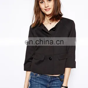 Coat Clothes Guangzhou Coat Women in Turkey Pastel Palm Black Blazer thumbnail-2