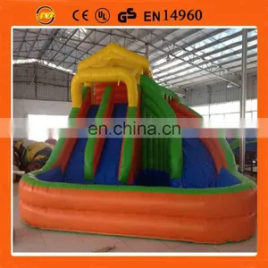 3 Lane Curve Inflatable Slide thumbnail-1