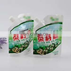 Manufacture Customized 400g Clear Plastic Reusable Food Spout Pouch for Plant Soybean Power Pouch Bag thumbnail-1