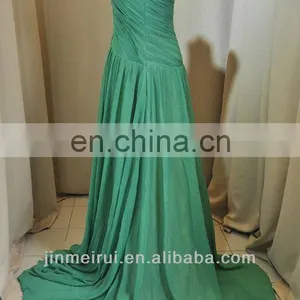 Watch!!! Real Photo!!! A-line Floor Length One Shoulder Chiffon Lime Green Evening Dress DE212 thumbnail-3