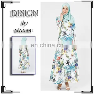 Custom Fashion Floral Dress Long Sleeve Muslim Jubah New Model Abaya in Dubai thumbnail-1