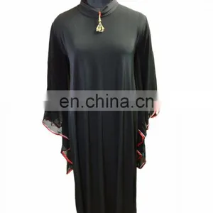 Dubai Burkha Designs 2017 / Arabic Islamic Wear Abaya 2017 / Plain Strip Abhaya Burqa (dubai Abaya 2017) thumbnail-1