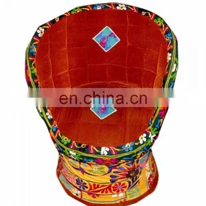 Indian HANDMADE Hand-embroidered Vintage Sari Chairs Bamboo Chair Beautiful Antique Sari Patch-work Patio Vintage Banjara Chair thumbnail-2