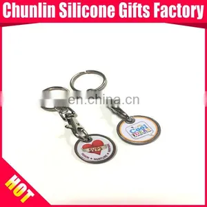 Custom Metal Shopping Trolley Coin Keychain thumbnail-1