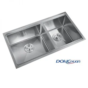 Guangdong Dongyuan Kitchenware 770×430×230mm POSCO SUS304 Stainless Steel Double Bowl Handmade Workstations Kitchen Sink (DY-HA773L-774323-R10) thumbnail-1