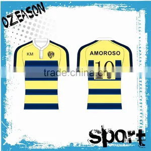 Short Sleeve / Long Sleeve Yellow Rugby Football Jersey Wholesale Price Supplier's Choice thumbnail-4