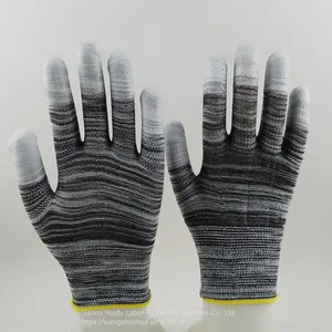 Polyester Knitted PU Fingers Coated Safety Work Gloves thumbnail-1