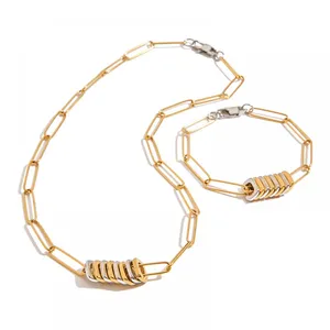 Custom Round Stainless Steel Rhinestone Charm Necklace - 18K Gold Plated Alloy thumbnail-5