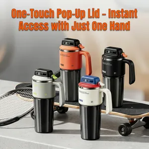 Large Insulated Tumbler 1000ml - One-Touch Flip Lid Stainless Steel Water Bottle for Car Holder Office, 12H Hot Cold Drinks thumbnail-1
