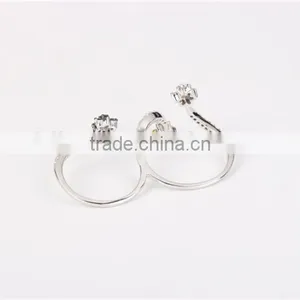2016 New China Factory Direct Wholesale Fashion Jewelry Ring 925 Sterling Silver Fashion Double Women Ring Set thumbnail-2
