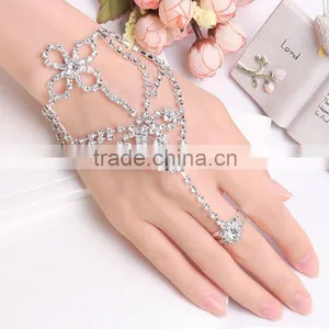 Bright Evening Party Ladies Luxury Fashion Crystal Arabic Ring Bracelet thumbnail-2