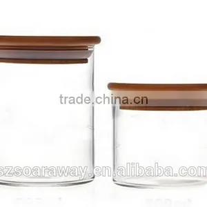 High-quality Bamboo Lid Borosilicate Glass Jar Clear Airtight Canister thumbnail-2